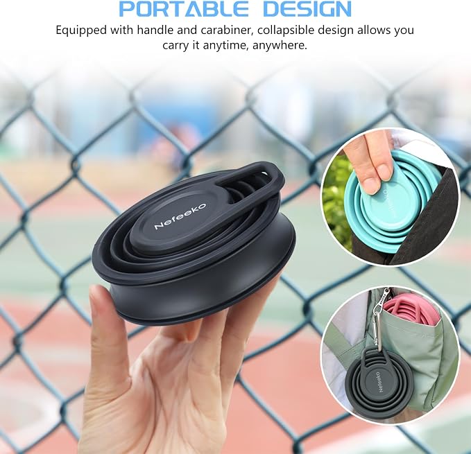 Nefeeko Collapsible Water Bottle, BPA Free Silicone Foldable Water Bottles | 17oz(500ml) Reuseable Water Bottles for Travel Gym Camping Hiking, Portable Leak Proof Sports Water Bottle with Carabiner - Image 6