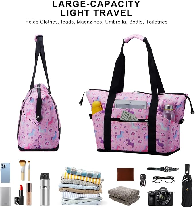Expandable Duffel Bag for Women with Trolley Sleeve/Wet Pocket Weekender Travel Tote Large Carry On Overnight Luggage - Image 7
