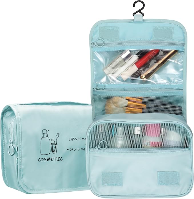 FINPAC Toiletry Bag, Large Capacity Hanging Makeup Bag | with Waterproof PVC Compartment, Travel Cosmetic Organizer for Women, Makeup Lovers, Cruise, Gym, and Family Trips - Image 9