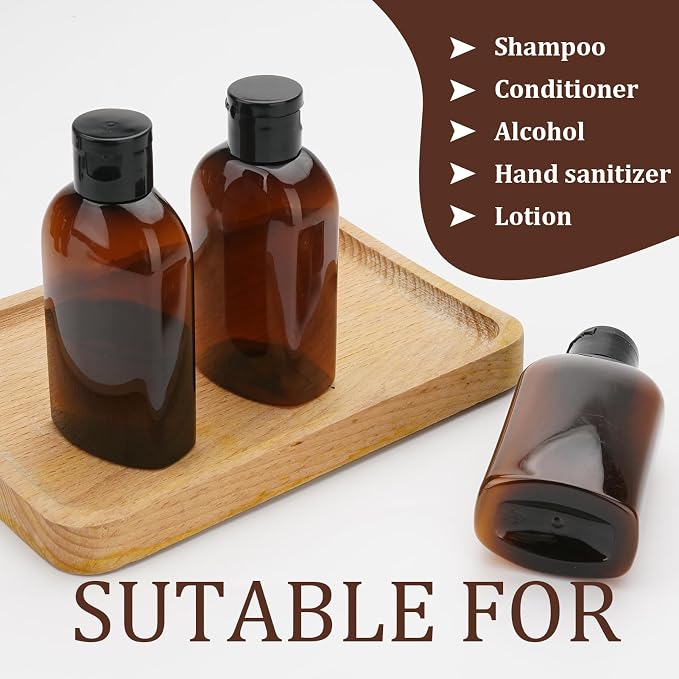 Cosywell 5pcs 3.4oz TSA Approved Amber Travel Bottles for Toiletries | Travel Shampoo Bottles, Leak Proof, Empty Lotion Containers, with Flip Cap, Plastic Squeeze Bottle, and a Toiletry Bag - Image 4