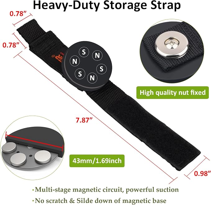 ULIBERMAGNET Strong Magnetic Storage Straps,Heavy Duty Magnetic Garage Storage Tool Organizer,Extension Cord, Cable, Rope,Tools for Garage,Pick-up,RV and Workshop(2 Pack/1.69INCH) - Image 5