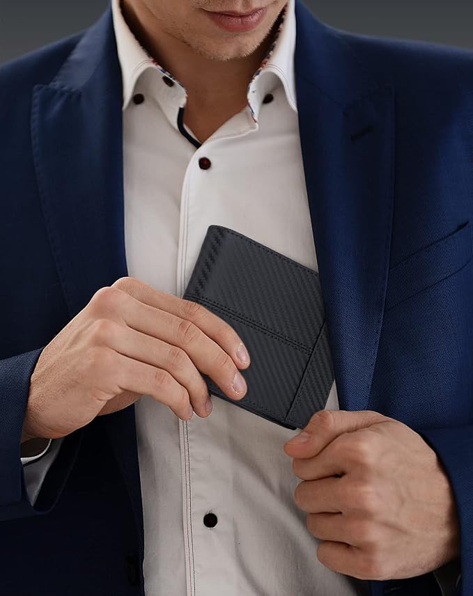 Swallowmall Mens Wallet Rfid Blocking Leather Wallet for Men Bifold Wallets with 1 ID Window 16 Card Slot Blackstripe - Image 5
