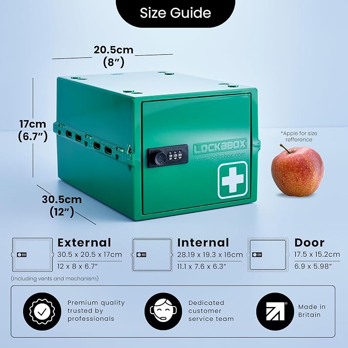 Lockabox One™ | Premium Medicine Lock Box | Medium Medication Lock Box With Code For Medicines, Vitamins & Supplements | External Size 12 x 8 x 6.6 inches (Medi Green) - Image 4