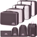 Packing Cubes for Travel - 8 Set Luggage Organizer Bags for Family, Mesh Breathable Packing Cubes for Suitcases Durable Travel Essentials Bags Set (Upgrade-Brown) by YEEYAA