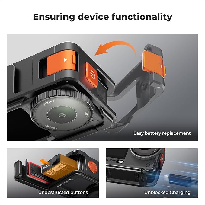 K&F CONCEPT Cage + Foldable Quick Release Mount Kit for DJI Osmo Action 6 | Protective Expansion Frame Case with Cold Shoe Mount | 1/4" Screw Adapter for Tripod, Selfie Stick Action 6 Vlogging, CD07 - Image 4