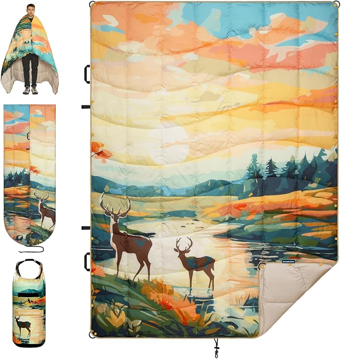 Camping Blanket, Puffy Blankets Lightweight Windproof Resistant for Outdoors,Hiking, Backpacking,Car,Picnic,Stadium by MarshmallowDream