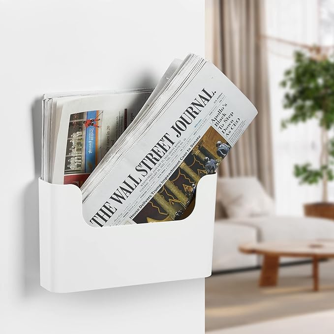 YOHOM No Drilling File Holder Wall Mails Magazines Organizer Adhesive Door Mount, Single Pocket(WHITE, 1 PCS) - Image 5