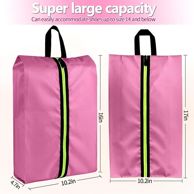 Shoe Bags for Travel, Large Capacity Oxford Fabric 3 Pack Pink | Waterproof Dustproof Design, Fits Men Women Shoes Up to Size 14, Gym Trips Closet Storage, Durable Zipper Handle - Image 3