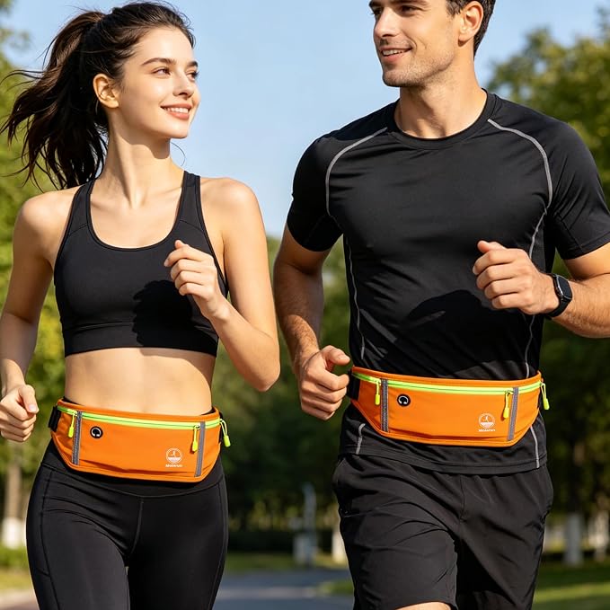 Running Belt Slim Fanny Pack Jogging Pouch Phone Holder Waist Pack - Orange - Image 7