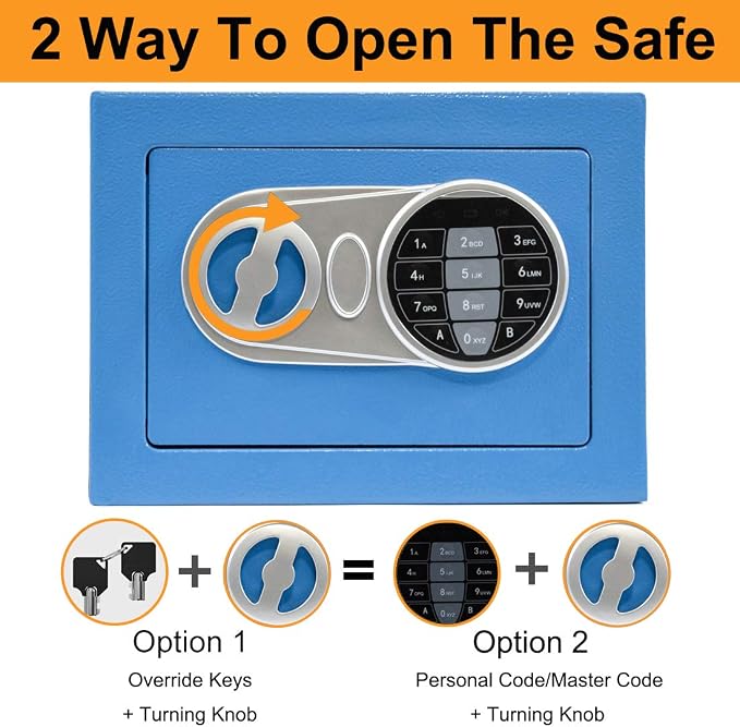 Blue Steel Safe Box with Sensor Light, Electronic Digital Keypad, Hidden Safe for Home, Wall or Cabinet Anchoring Design - Image 4