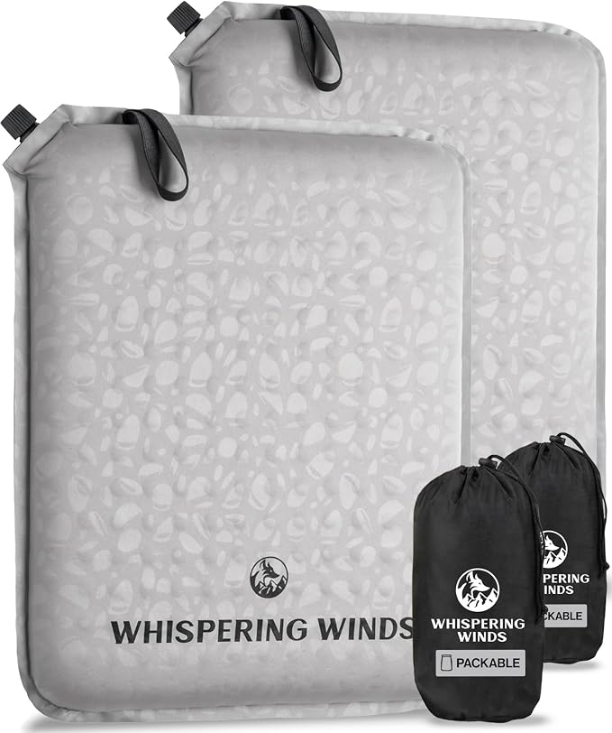 Whispering Winds Inflatable Seat Cushion | Comfortable & Packable Blow-up Foam Pad for Airplane Travel, Stadium Outdoors, Camping, Car & More by WhisperingWinds