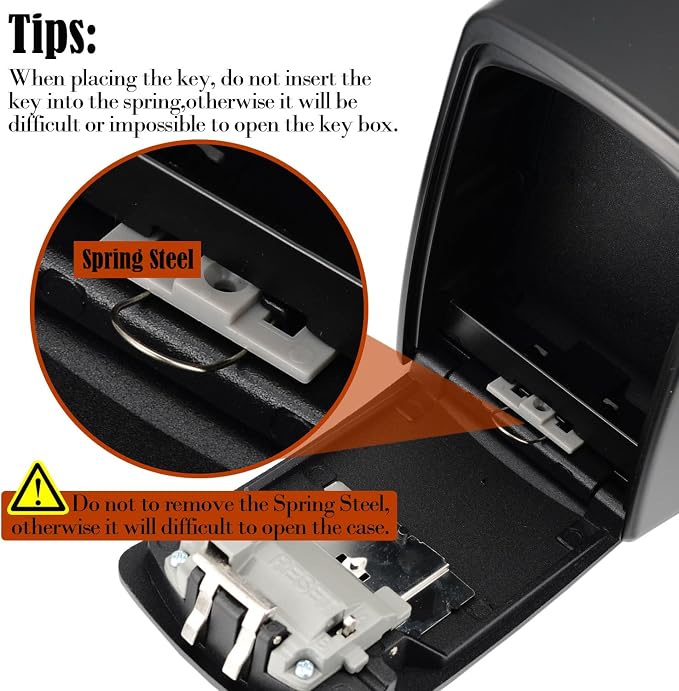 V·RESOURCING Extra Large Key Storage Security Lock, 4-Digit Re-settable Combination Lock Box with Removable Chain – Heavy Duty Zinc Alloy for Home, Office, Garage, Outdoor Use (Inside: 11.2x9.7x4.4cm) - Image 6