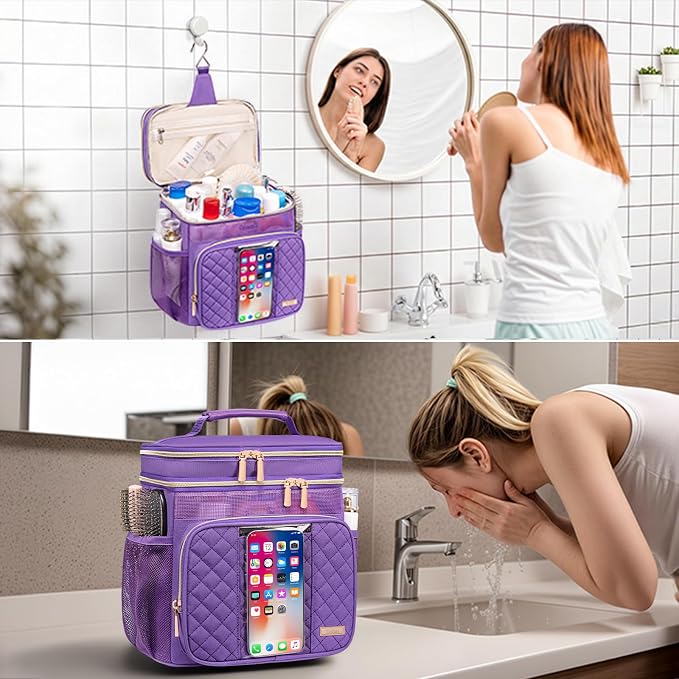 Tealari Large Toiletry Bag for Women Men,Bathroom Bag,Water Resistant Shower Bag,Makeup Bag,Portable Shower Caddy for College Dorm,Hanging Travel Toiletry Bag with Transparent Waterproof Phone Pocket - Image 8