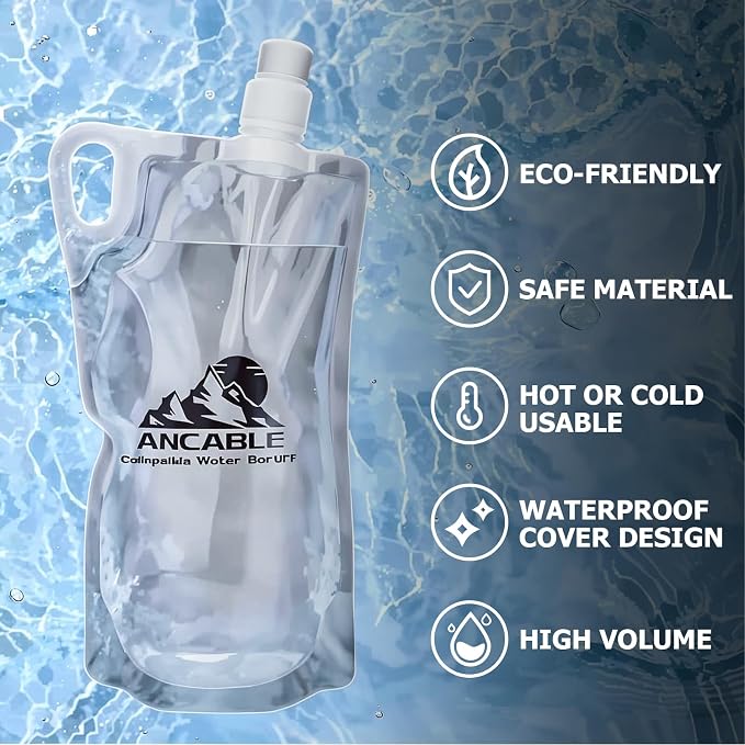 Ancable 33oz Collapsible Water Bottles, 6-Pack Reusable Travel Foldable Water Bottles for Hiking Camping Running Bike, BPA-Free Water Bottle - Image 6