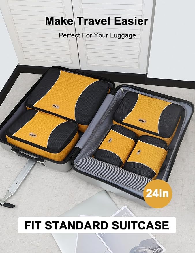 GOX Ultra Light 5 piece Packing Cubes Travel Luggage Organizer 1 Large 2 Medium 2 Small - Image 4