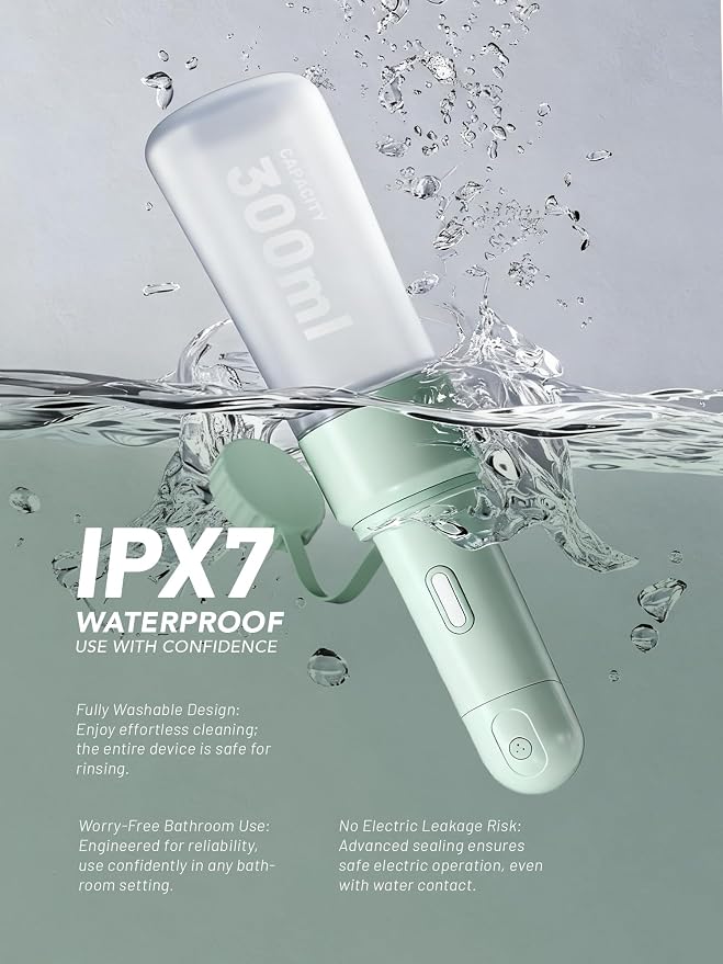 Electric Portable Bidet Sprayer Bottle Handheld for Women & Men, Travel Bidet Portable for Travel, Personal High Pressure Hygiene for Backpacking & Camping (VMASSTONE EPB-001 Mint Green) - Image 6