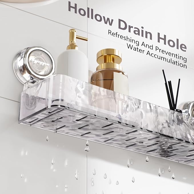 Corrugated Suction Cup Storage Holder,Movable Shower Shelf Suction Cup,Shower Caddy Large Organizer Bathroom,No-Drill Wall Mounted Bathroom Storage Rack Shelf(White) - Image 4