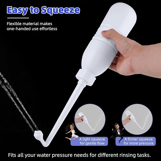 Hibbent Portable Bidet for Travel, Handheld Travel Bidet for Personal Hygiene Care, Personal Cleansing Use, Extended Nozzle, 21.8oz(620ml), White - Image 3