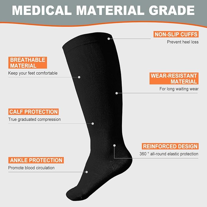 Plus Size Compression Socks: Wide Calf for Women Men 20-30 mmHg | Up to 7XL-Compression Socks for Travel Nurses Pregnant - Image 4