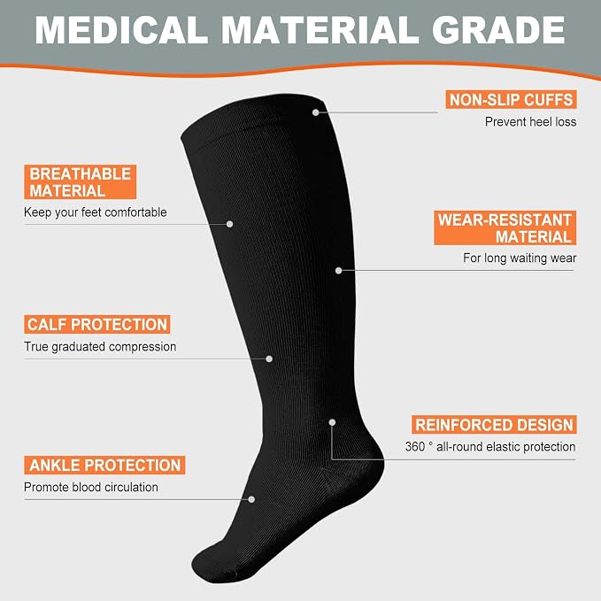 Plus Size Compression Socks: Wide Calf for Women Men 20-30 mmHg | Up to 7XL-Compression Socks for Travel Nurses Pregnant - Image 4
