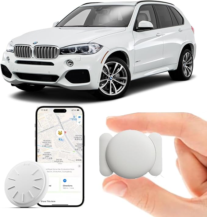 GPS Tracker for Vehicles, 1PCS Real Time Tracker Device for Vehicles, GPS Tracker Work with Find My (iOS Only), MINI Magnetic Car Tracker Device Hidden, No Monthly Fee, Waterproof, White by ZFSJTAG