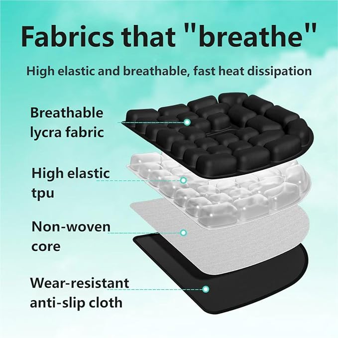Sondor Travel Cushion, Comfortable 3D Inflatable Seat Cushion for Hemorrhoid and Tailbone Pain Relief, Optimal Support for Long Sitting in Car, Air Travel, Office Chairs Etc (30-Point Cushion) - Image 5