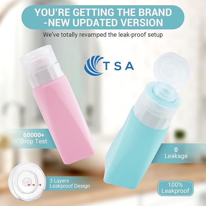 Travel Bottles Leak Proof,3 oz TSA Approved Silicone Squeezable, Refillable Containers Set for Toiletries Shampoo Conditioner Lotion - Image 3