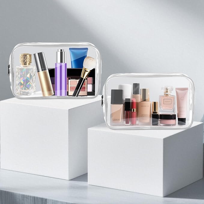 AURUZA Clear Makeup Bag,Portable Travel Toiletry Bags with Zipper, TSA Approved Clear Organizer Bags, PVC Cosmetic Pouch for Airport Airline Compliant - Image 5