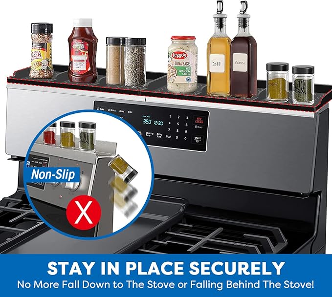 Hydream Stove Top for Silicone Shelf,30 Inch Magnetic Shelf Over the Stove Spice Rack,Kitchen Organizer Magnet Above Stovetop Back of Flat Storage Suctioned-Black - Image 6