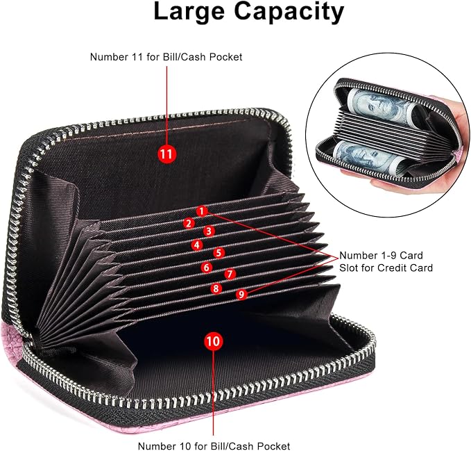 Credit Card Wallet, RFID Card Case Wallet, Zipper Card Cases Holder for Men Women, RFID Blocking, KeyChain Wallet, Compact Size Card Organizer Case for Women - Image 7