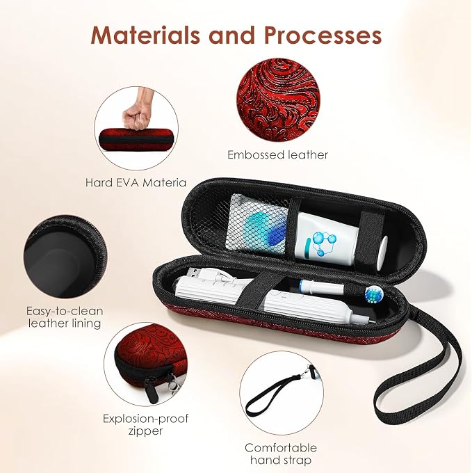 Electric Toothbrush Travel Case, compatible with Oral-B/Oral-B Pro 1000, 1500, 5000, 7000, 7500, 6000, 9600; Philips Sonicare 4100, 5100, 1100, 6100, 5300; Oral-B iO electric toothbrush - Image 5