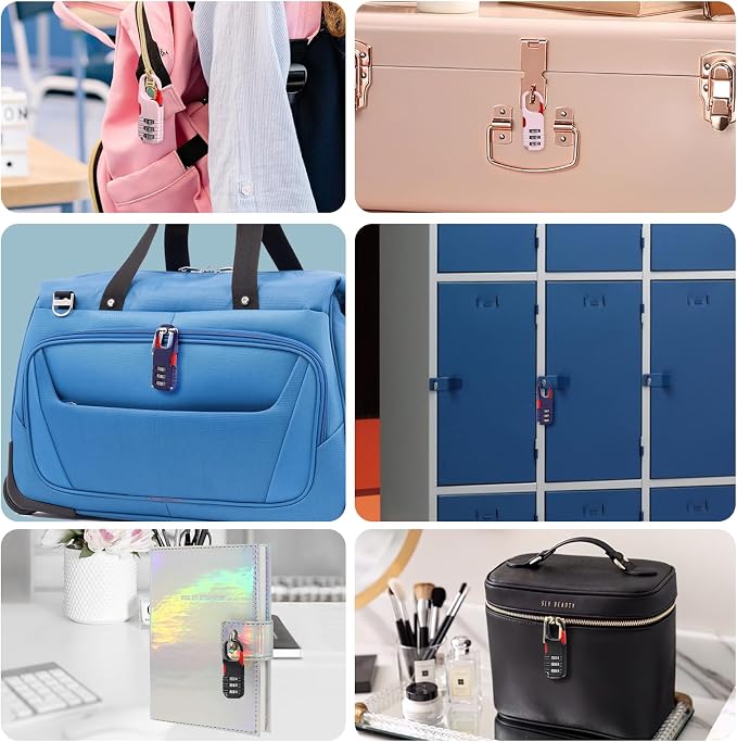3 Pcs Mini Padlock with Combination, Cute Locks for Kids Diary Backpack | 3 colors (pink + blue + black), Zinc Alloy Material, Ideal for Kids' Chests, Backpacks & School Lockers - Image 4