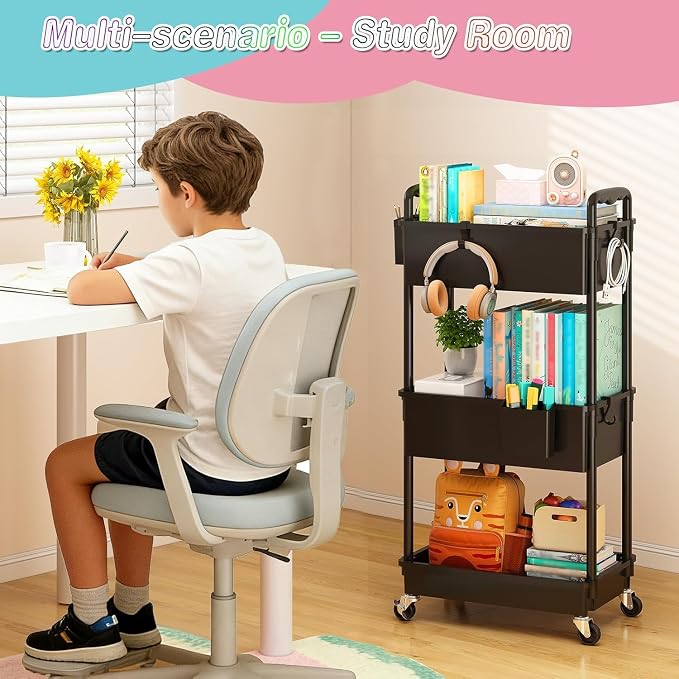 SUNALLY Baby Diaper Caddy Cart,3 Tier Rolling Diaper Cart for Nursery | Large Capacity & Easy Assemble Diaper Storage Organizer with Lockable Wheels for Newborn, New Mom, Baby Girl Boy Essentials - Image 5