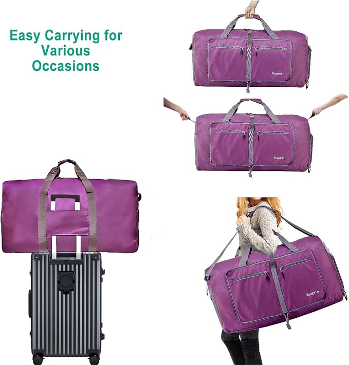 Woogwin Travel Duffel Bag Large Foldable Waterproof Overnight Bag for Beach Swim Bags Pool Sports Gym - Image 4