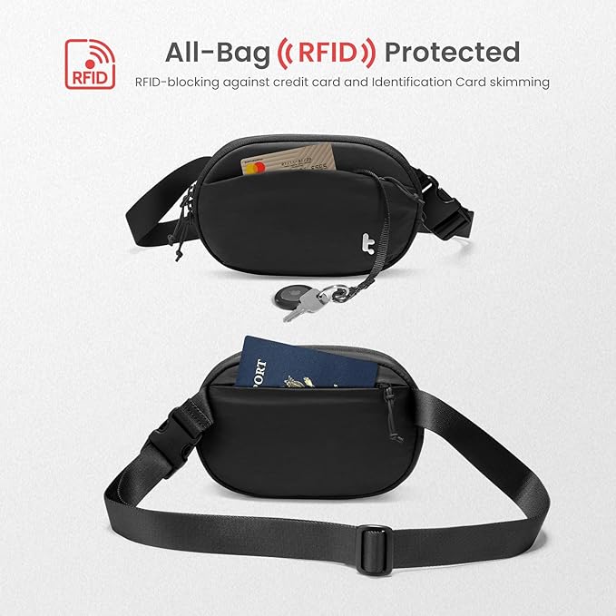 tomtoc Belt Bag with RFID Blocking, Cross Body Fanny Pack for Women Men, Sling Waist Bags with Adjustable Strap for Travel Walk - Image 5