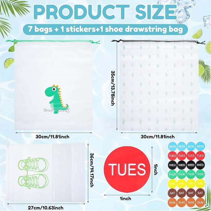 Woanger 16 Pcs Packing Cubes for Travel, Days of The Week Suitcase Organizers with Weekly Stickers, Summer Camp Essentials - Image 2