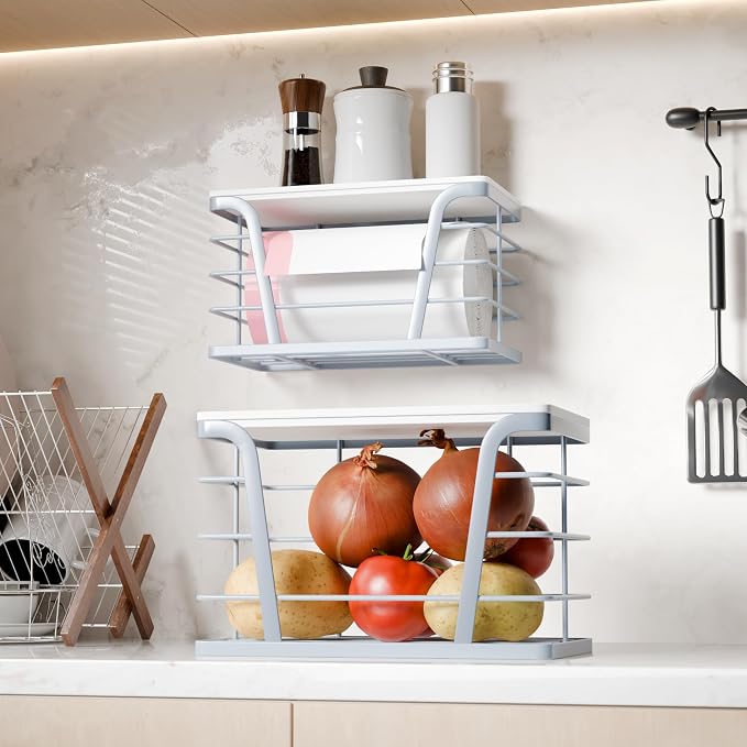 TIDIIABODE 2 Pack Gray Trash Bag Organizer for Kitchen and Pantry, Upgraded Stackable Metal Garbage Bag Holder with Bamboo Top, Modern Under Sink Storage Dispenser for Laundry Room, Garage - Image 8