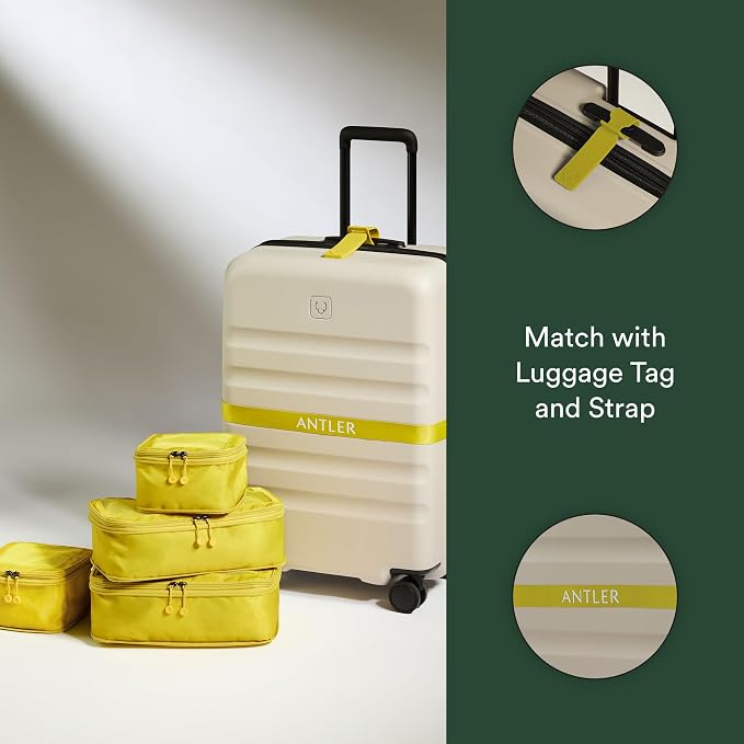 ANTLER - Compression Packing Cubes for Travel, Luggage Organiser for Suitcases or Bags, Travel Accessories, Set of 4, Gorse Yellow - Image 6