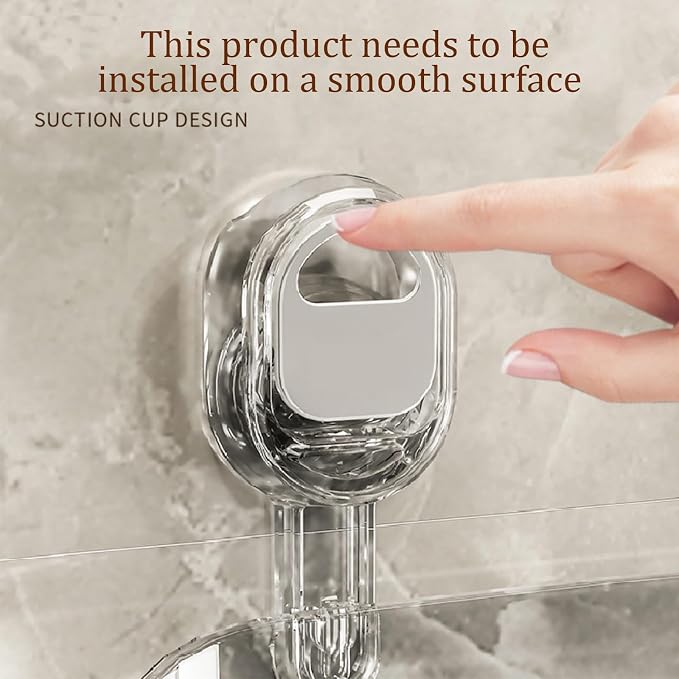 Heavy Duty Shower Shelf No Drill, Suction Bathroom Organizer with Drain | Powerful suction cups, removable reusable shelf. Fits shampoo, soap, razor, toothbrush and bathroom toiletries - Image 4