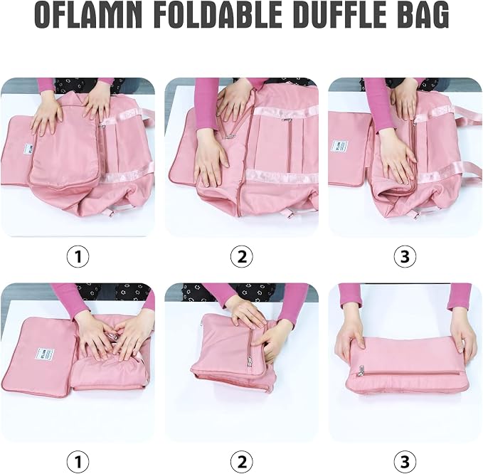 Oflamn Large Capacity Foldable Travel Carry On Duffel Tote Bag with Trolley Sleeve for Airplanes, Toiletry Bags for Women Men - Image 6