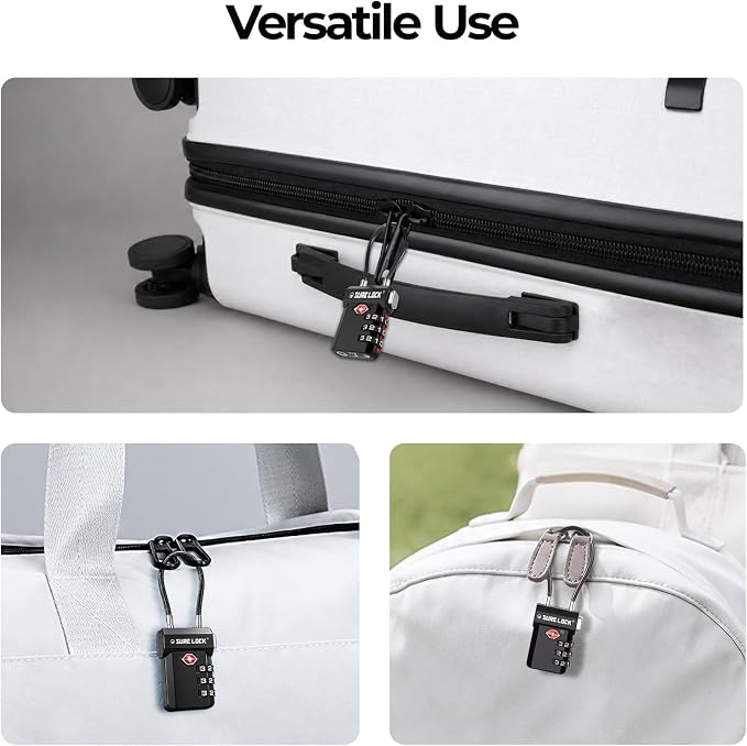 SURE LOCK TSA Approved Luggage Locks with Open Alert Indicator, 3 Digit Combination Cable Travel Lock for Suitcase, Backpack, Gym Locker, Toolbox, Carry On & Travel Bag - Image 7