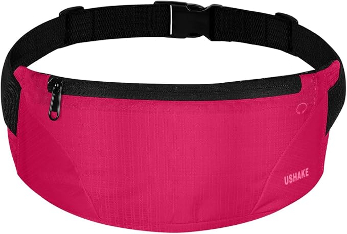 USHAKE Running Belt,Men or Women Ultra Light Bounce Free Waist Pouch Bag Fitness Workout Belt Sport Waist Pack Exercise Waist Bag for iPhone Samsung LG in Running Gym Marathon (Red) by USHAKE
