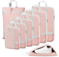 Percover Compression Packing Cubes for Travel, 8-Piece Structured Compression Organizer Set with Laundry Bag & Shoe Bag for Carry-On & Checked Luggage, Pink by Unknown
