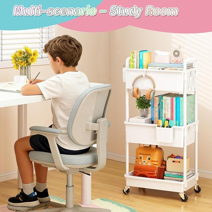 SUNALLY Baby Diaper Caddy Cart,3 Tier Rolling Diaper Cart for Nursery,White | Large Capacity & Easy Assemble Diaper Storage Organizer with Lockable Wheels for Newborn, New Mom, Baby Girl Boy Essentials - Image 5