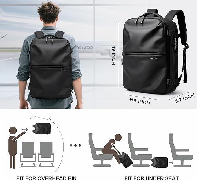 BANGE Travel Backpack with TSA lock version can hold 15.6 inch Laptop suitable Daily Commute and Overnight Flight Approved Anti-theft Bag - Image 3