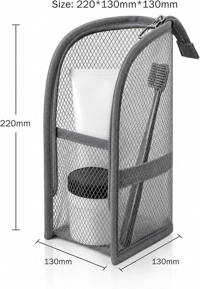 Standing Toiletry Bag for Travel & Gym – Lightweight Waterproof Travel Makeup Bag Organizer, Self-Standing Portable Toiletry Pouch for Weekend Trips Business Daily Use,Grey - Image 5