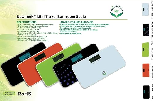 NewlineNY 700 Series Mini Travel Digital Bathroom Scales (no Sleeve) (Red) - Image 3