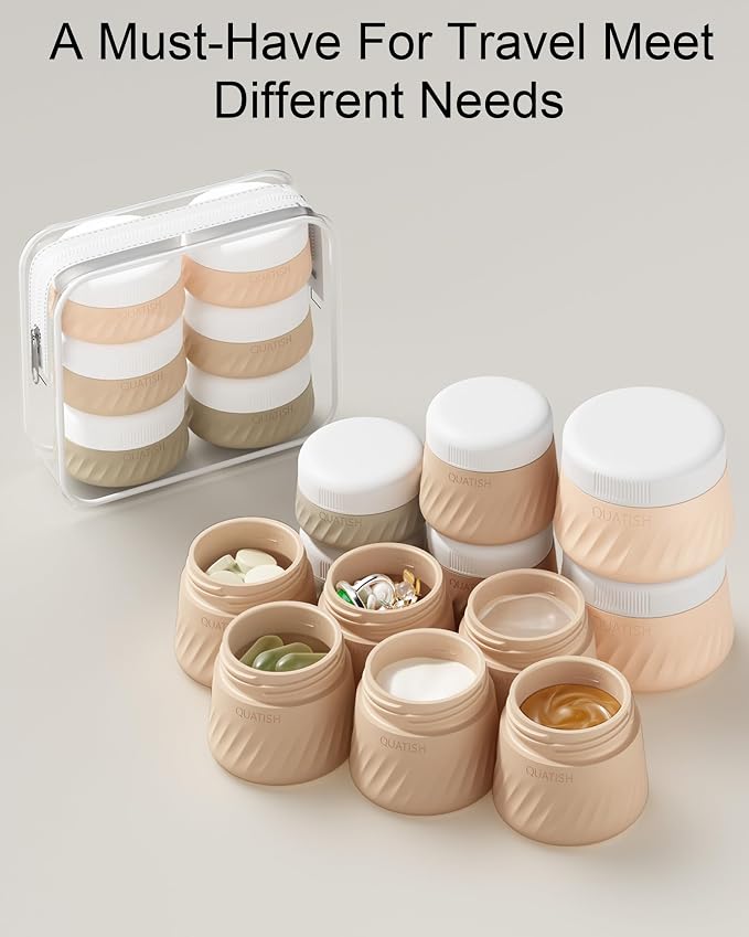 Quatish 6 Pack Travel Size Containers for Toiletries, 3oz, Apricot | Leakproof, TSA Approved Silicone Jars, Easy to Clean, Portable Travel Essentials for Lotion Cosmetics Medicines and Jewelry - Image 6