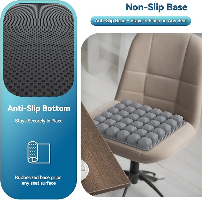 Airplane Seat Cushion for Long Flights, Inflatable Travel Seat Cushion with Built-in Pump, 36 Air Cell Portable Seat Pad, Foldable Non-Slip Cushion for Plane, Office Chair, Car, Stadium (Grey) - Image 4