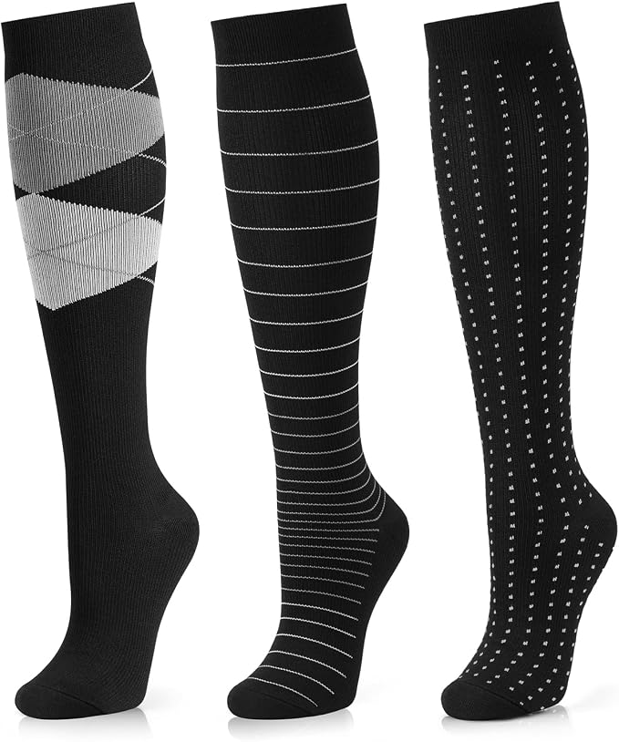 Medical Compression Socks for Women and Men 3 Pairs 20-30 mmHg Knee High Christmas Compression Stockings Circulation Best for Running Athletic Nurses by UUSOCKS